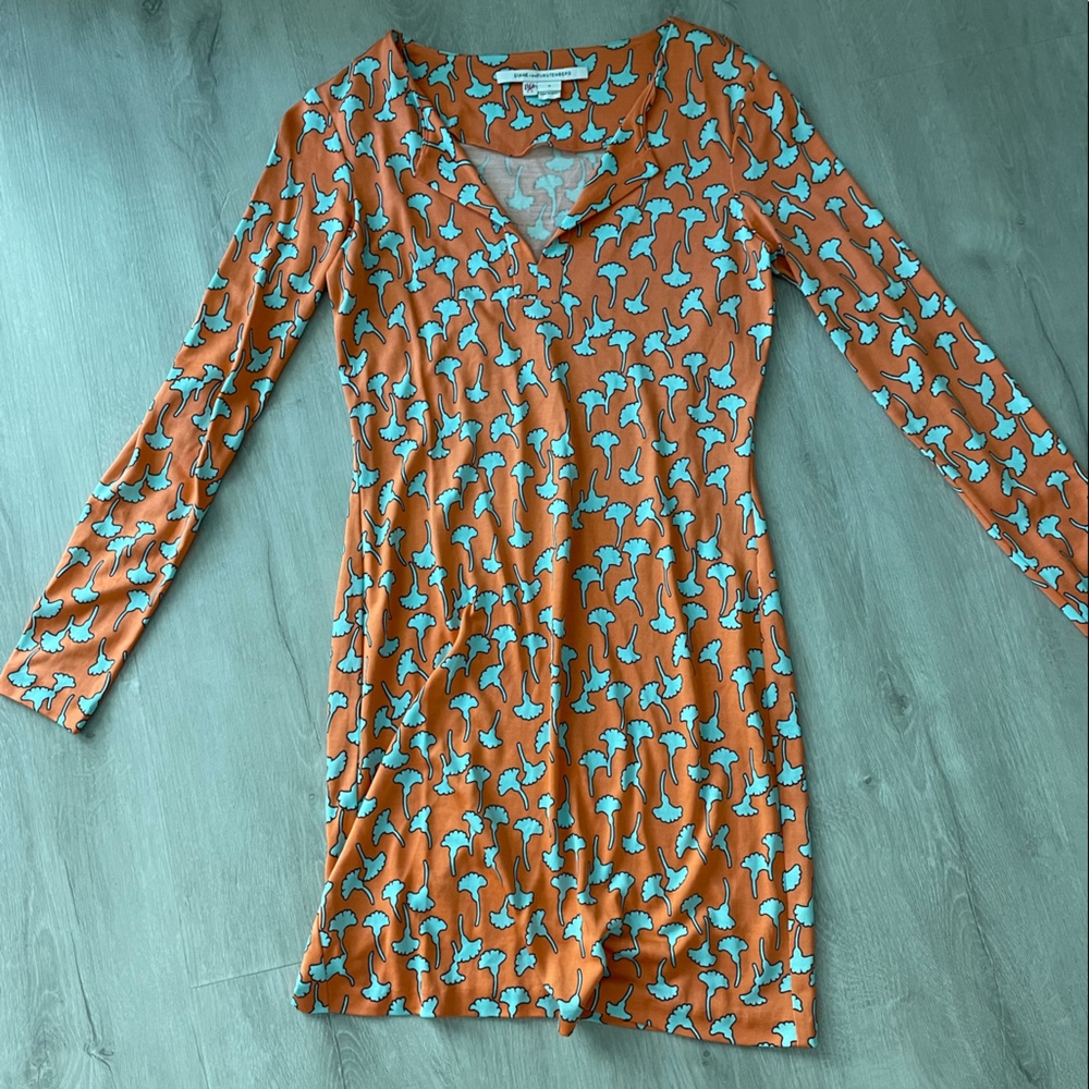 Diane Von Furstenburg Orange Floral Dress